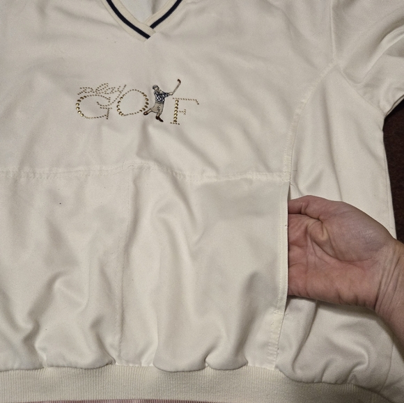 Vintage Quatum Sportswear Golf Wondbreaker Pullover White Size Med "Play Golf" - Picture 9 of 11
